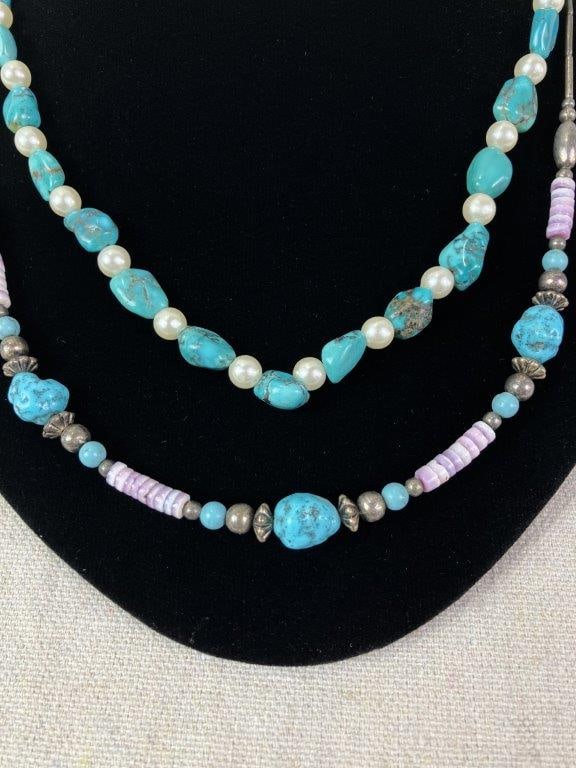 Pair of Artisan Southwestern Turquoise-Style Necklaces - 2