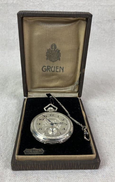 Art Deco Gruen Pocket Watch, 1920s - 3