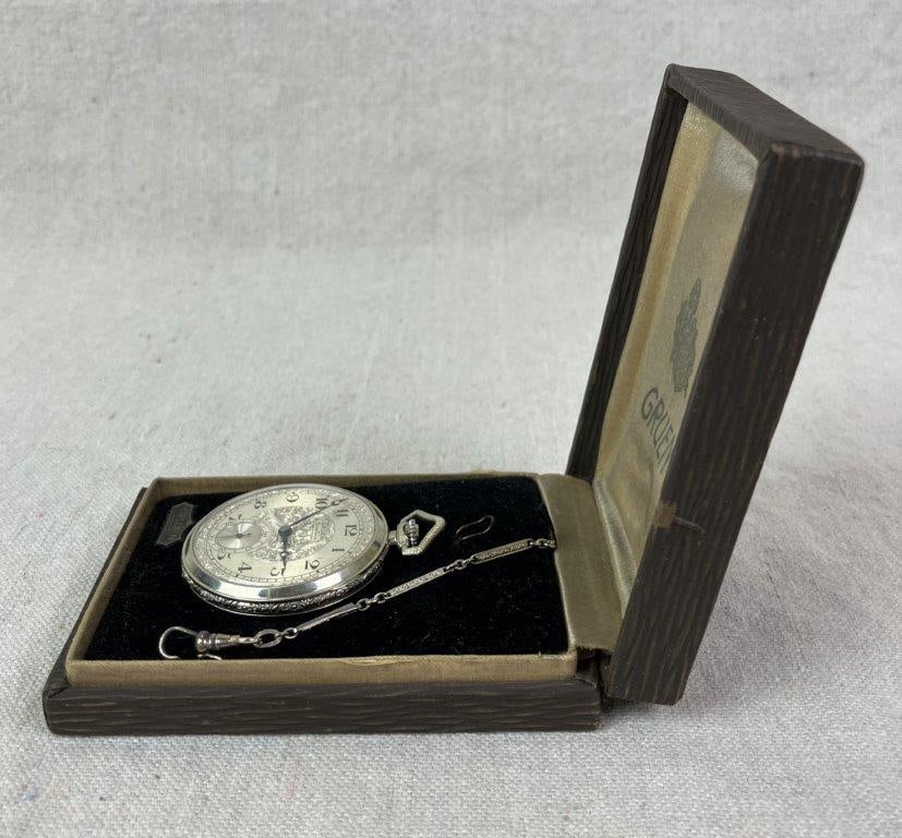 Art Deco Gruen Pocket Watch, 1920s - 4