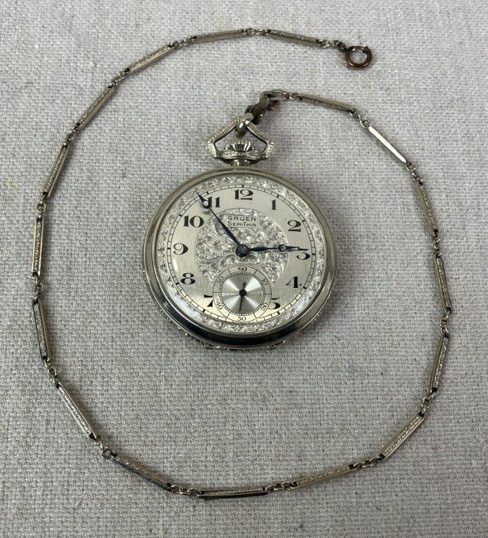 Art Deco Gruen Pocket Watch, 1920s - 7