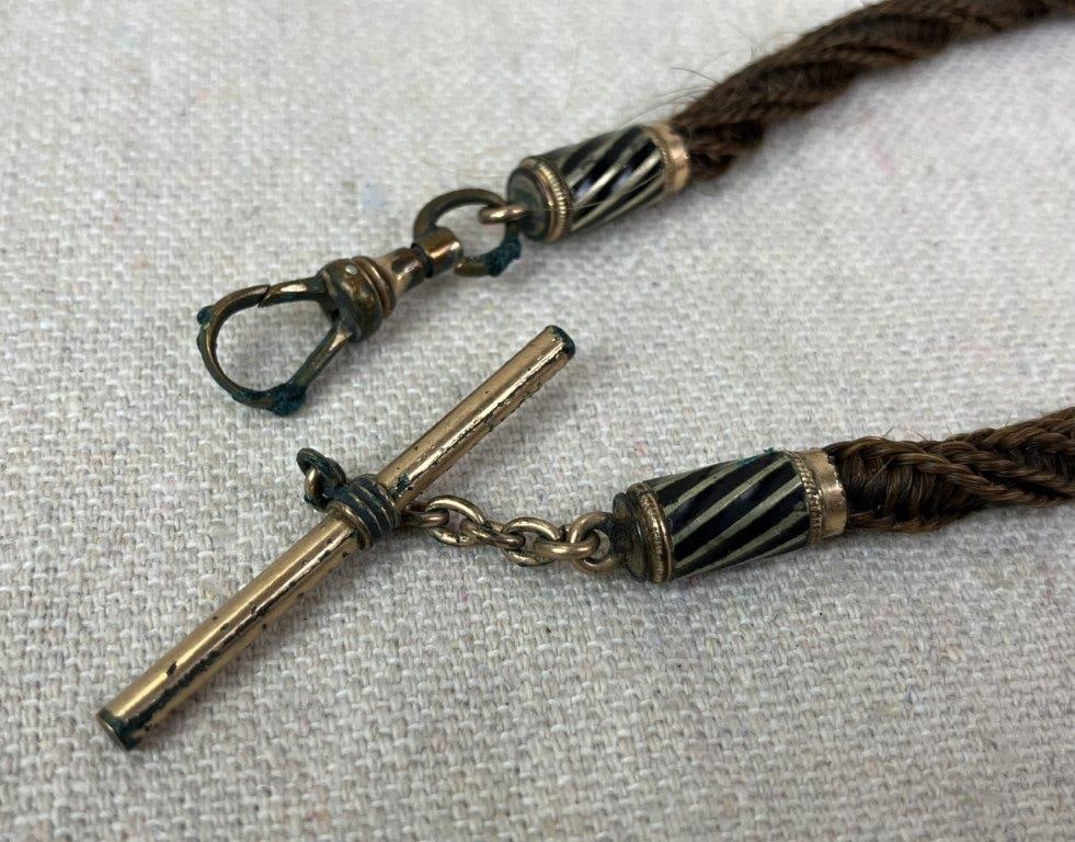 Late 19th Century Hair Mourning Jewelry and Memorial Fob - 4