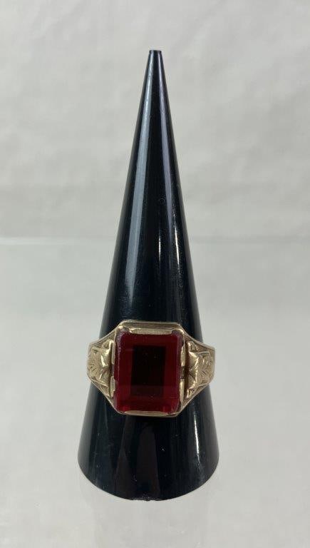 Men's 10 Kt Gold Rhodolite Garnet Ring - 2