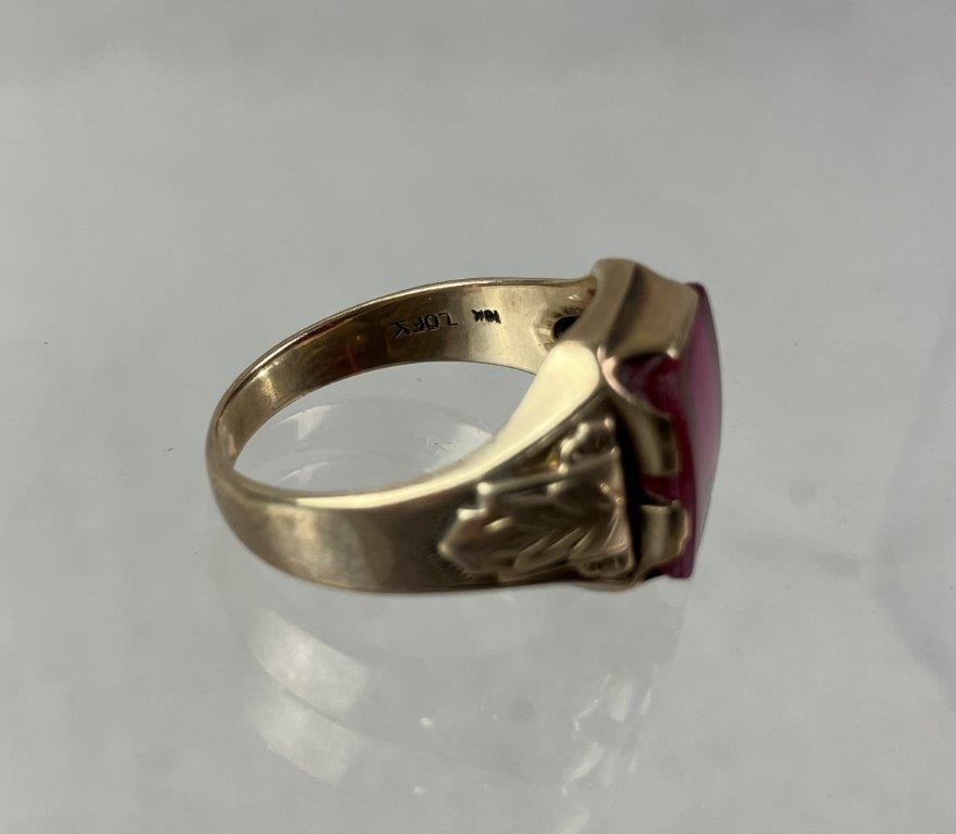 Men's 10 Kt Gold Rhodolite Garnet Ring - 4
