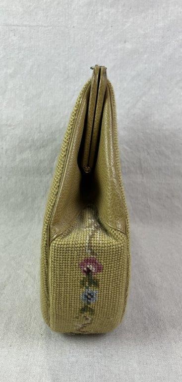 Vintage Floral Needlepoint Tapestry Purse, Mid Century - 2