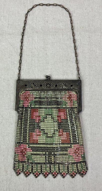 1920s Art Deco Enameled Mesh Evening Purse, Whting and Davis (1 of 9)