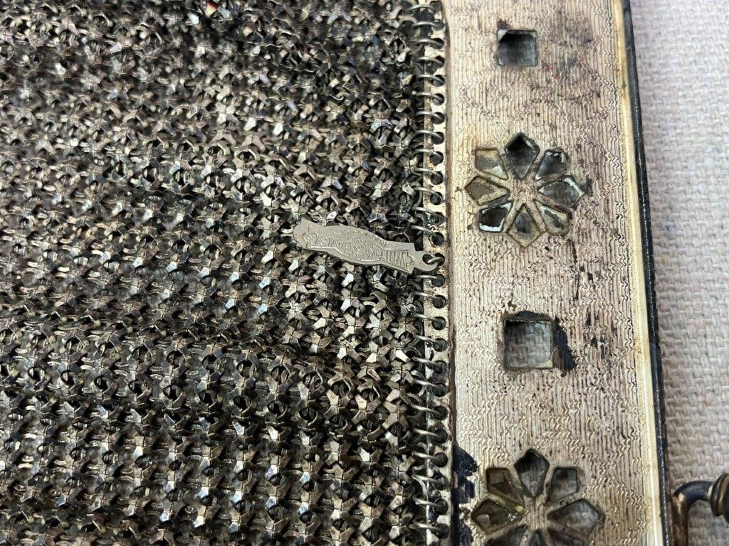 1920s Art Deco Enameled Mesh Evening Purse, Whting and Davis - 4