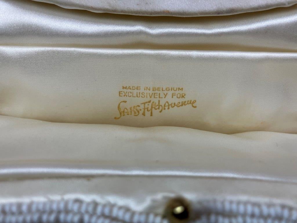 Vintage Saks Fifth Avenue White Beaded Clutch Purse - 6