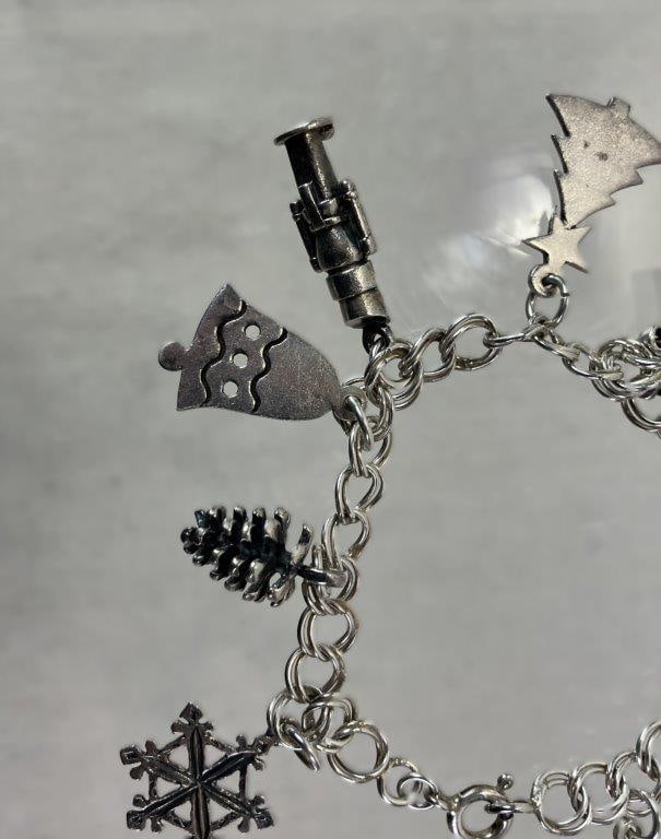 Sterling Silver Christmas Charm Bracelet - 3