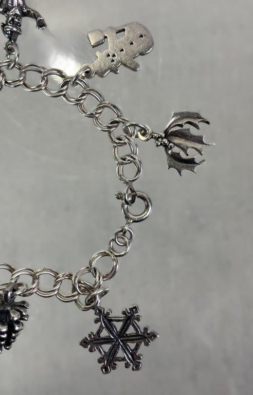 Sterling Silver Christmas Charm Bracelet - 4