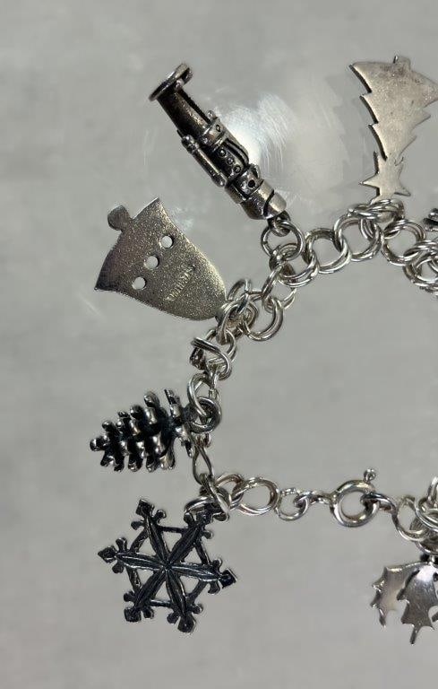 Sterling Silver Christmas Charm Bracelet - 5