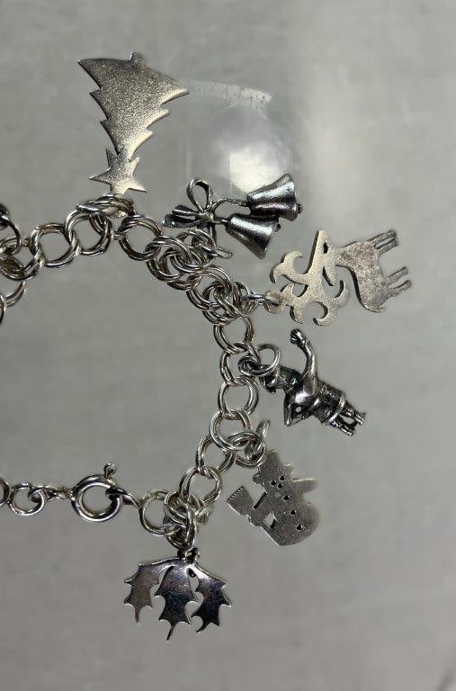 Sterling Silver Christmas Charm Bracelet - 6
