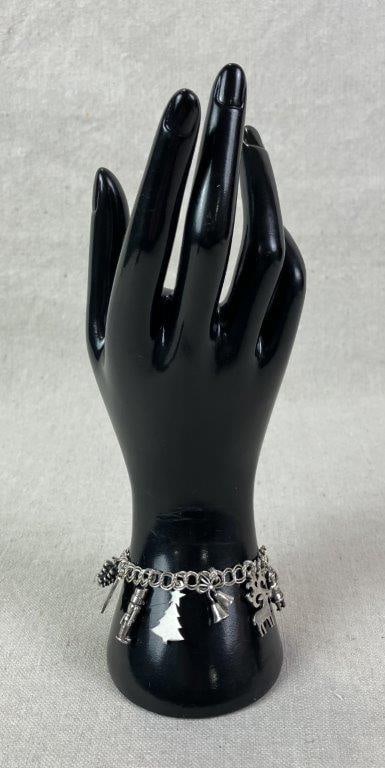 Sterling Silver Christmas Charm Bracelet - 9