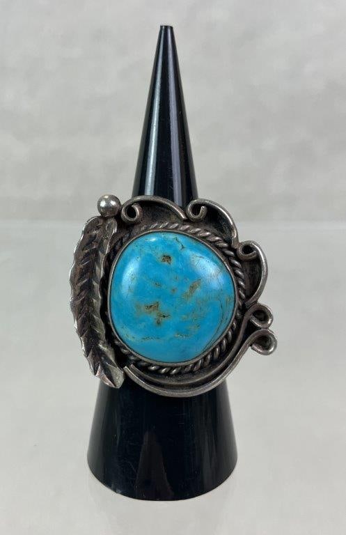 Native American Sterling Silver and Turquoise Ring - 2