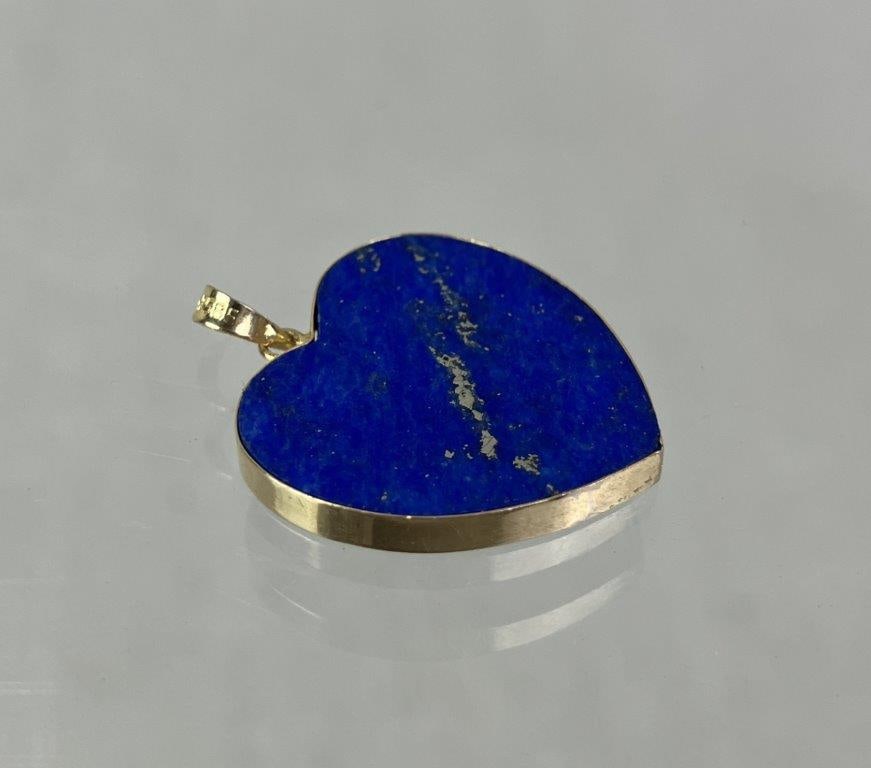 14 Kt Gold and Lapis Lazuli Heart Pendant - 2