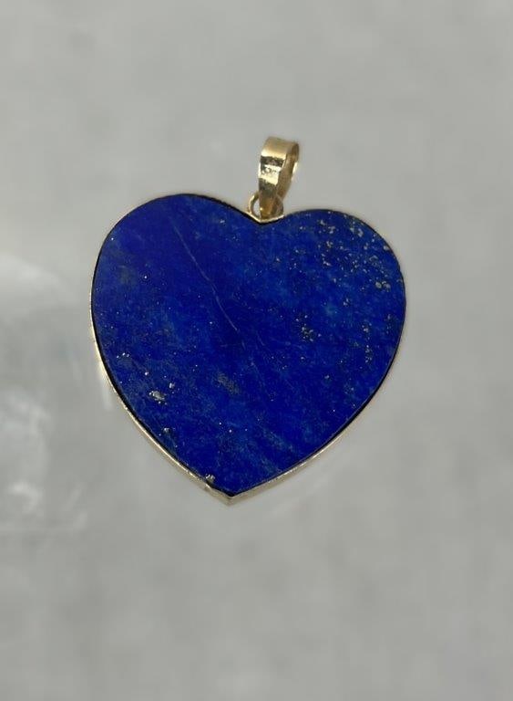 14 Kt Gold and Lapis Lazuli Heart Pendant - 3