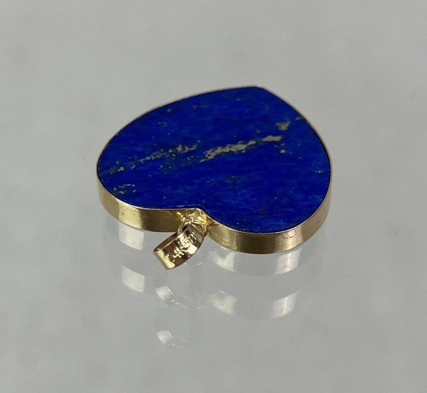 14 Kt Gold and Lapis Lazuli Heart Pendant - 4