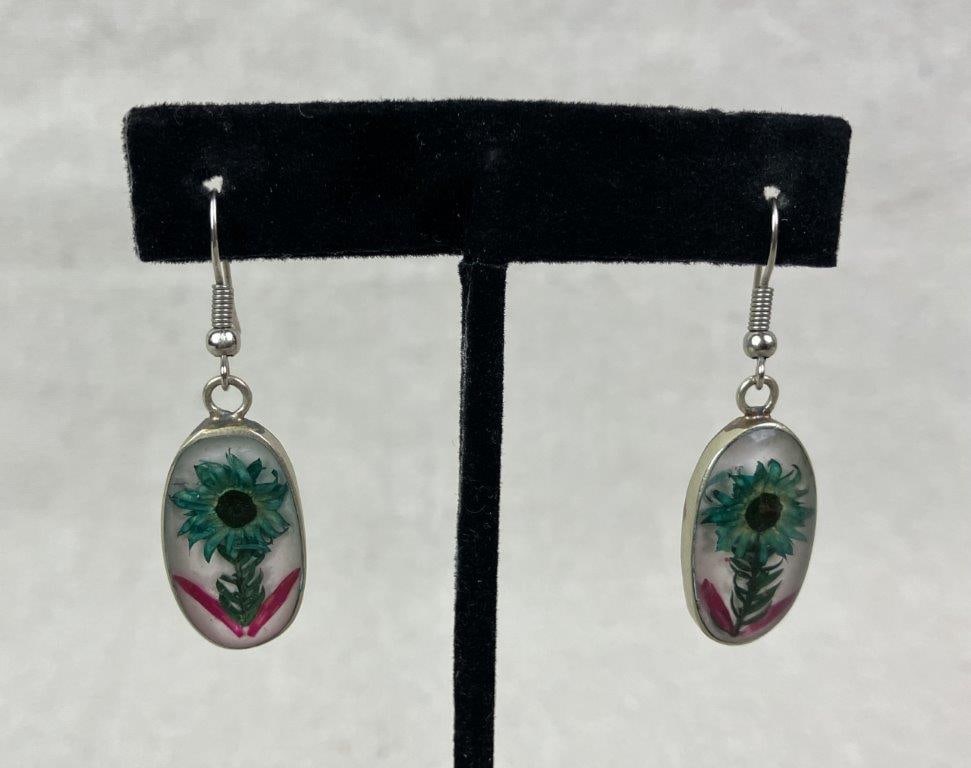 Two Pairs of Sterling Silver Flower Earrings Including Danecraft - 5