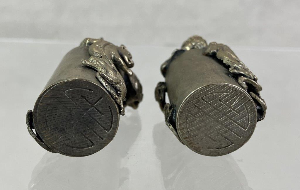 Pair of Sterling Silver Chinese Foo Dog Seals - 7