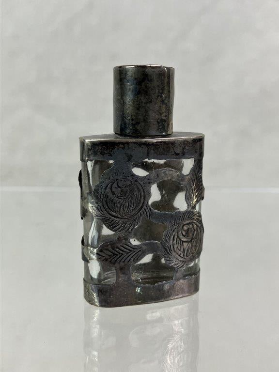 Mexican Sterling Silver Encased Perfume Bottle (1 of 6)