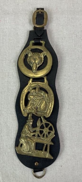 Horse Brasses Mounted on Leather Strap (1 of 6)