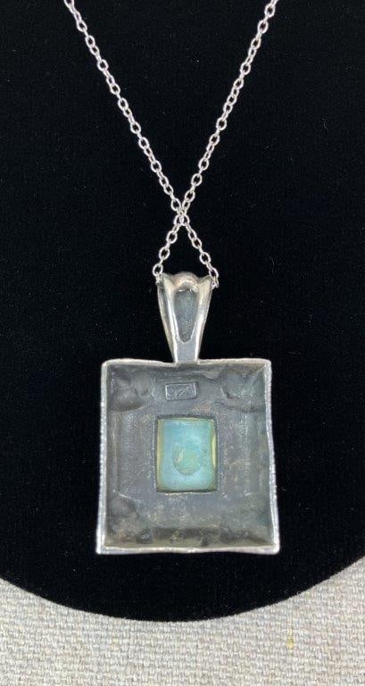 Southwestern Sterling Silver and Turquoise Necklace - 3