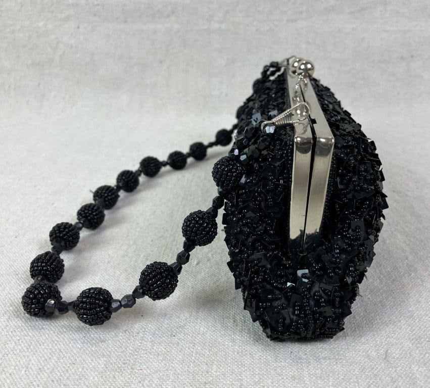 Cadari London Beaded and Sequin Black Evening Bag - 3