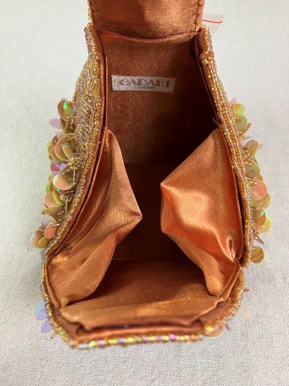 Cadari London Beaded Tangerine Evening Bag - 5