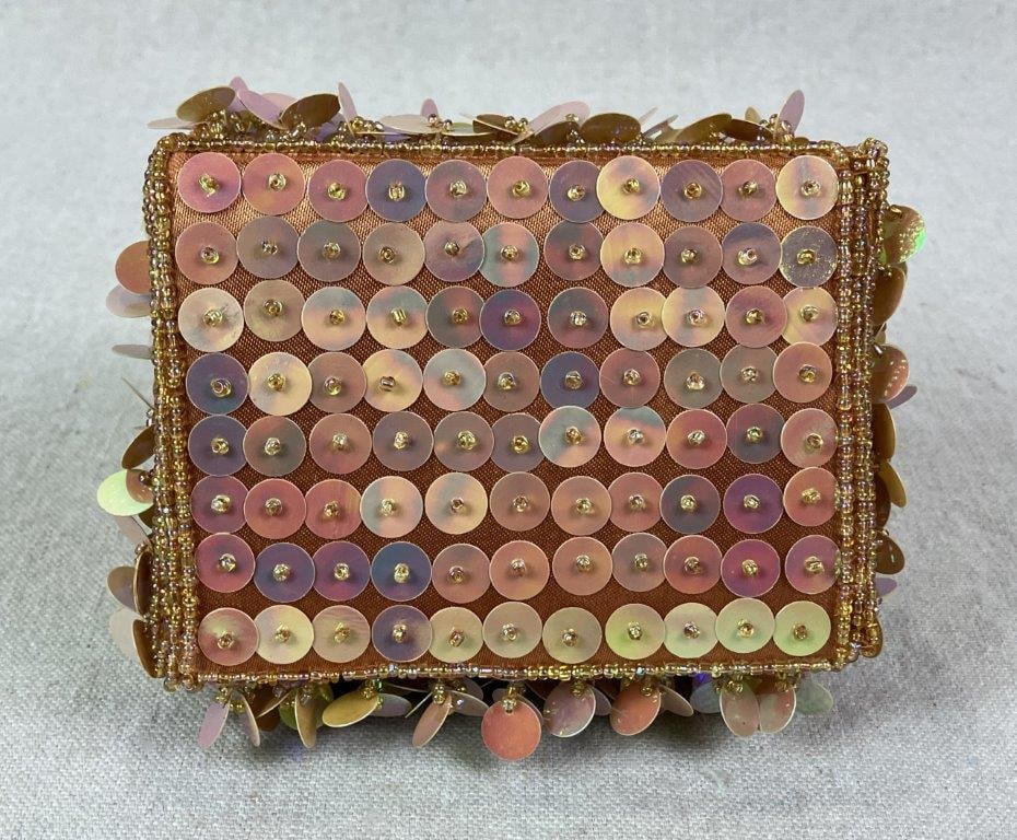 Cadari London Beaded Tangerine Evening Bag - 8