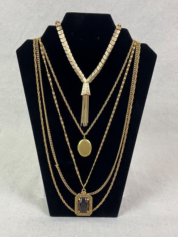 Two Goldtone Costume Jewelry Necklaces, Goldette and Kramer (1 of 7)