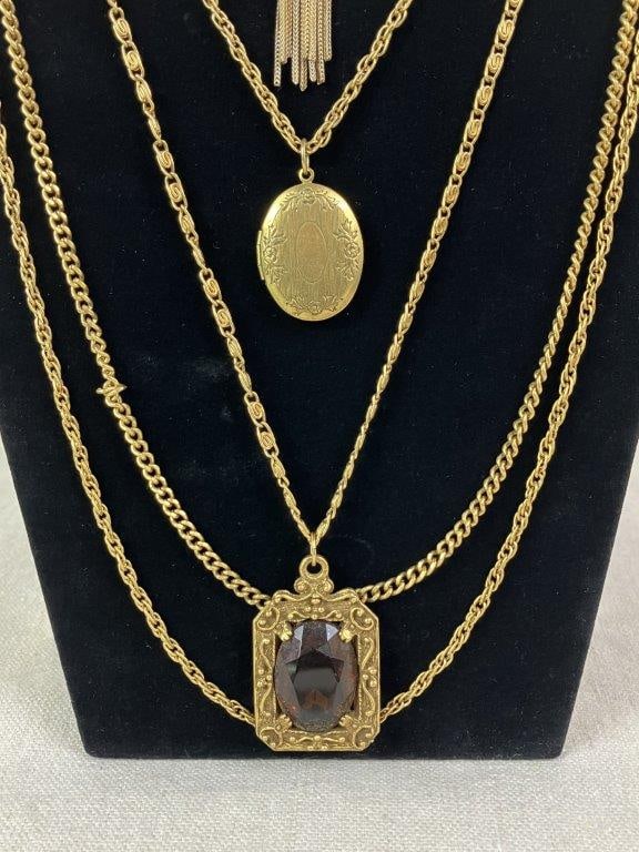 Two Goldtone Costume Jewelry Necklaces, Goldette and Kramer - 2