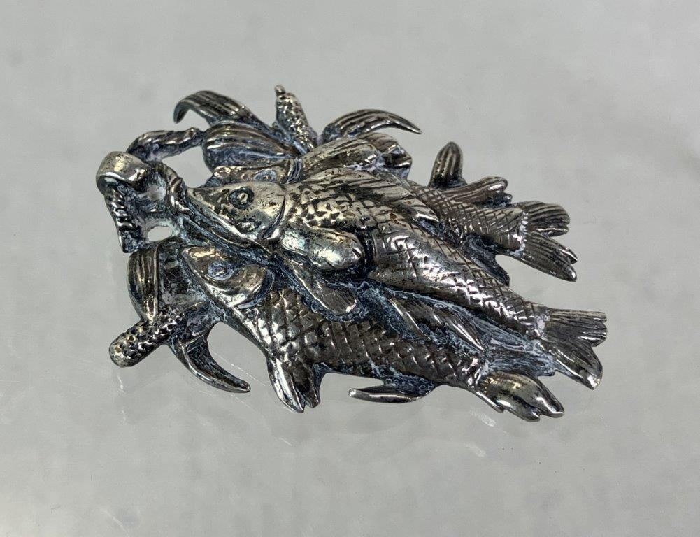 Sterling Silver Chinese Fish Sculpture (1 of 3)