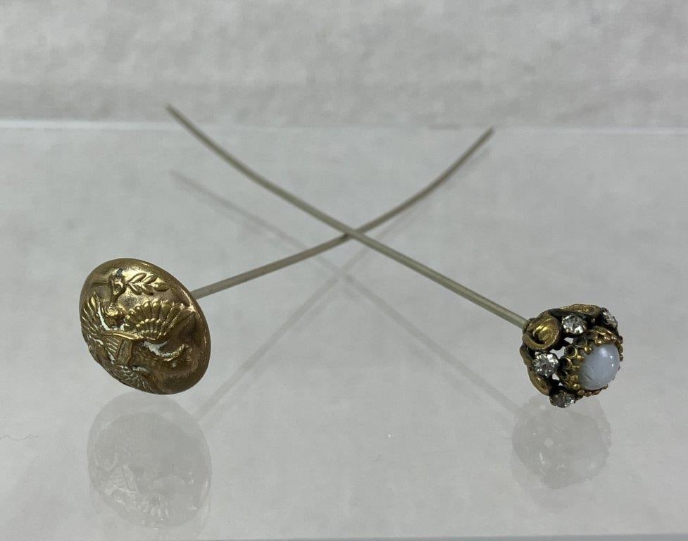 Two Late 19th–Early 20th Century Goldtone Hat Pins - 2