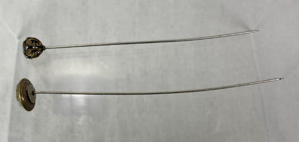 Two Late 19th–Early 20th Century Goldtone Hat Pins - 3