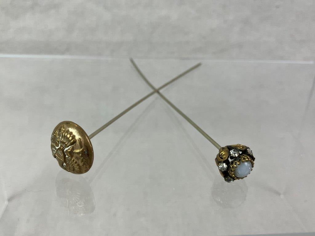 Two Late 19th–Early 20th Century Goldtone Hat Pins - 6