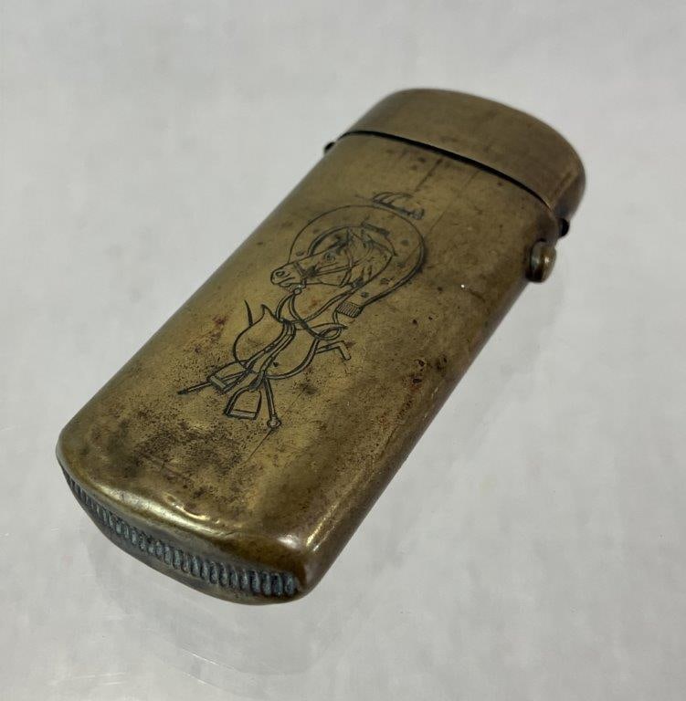 Antique Equestrian Horse Motif Match Safe - 3