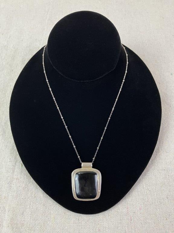 Sterling Silver Onyx Necklace (1 of 4)