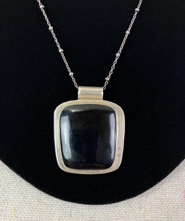 Sterling Silver Onyx Necklace - 2
