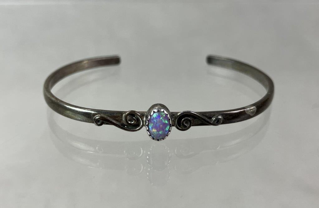 Sterling Silver Opal Cuff Bracelet