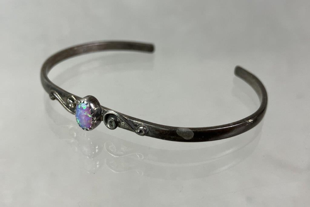 Sterling Silver Opal Cuff Bracelet - 2