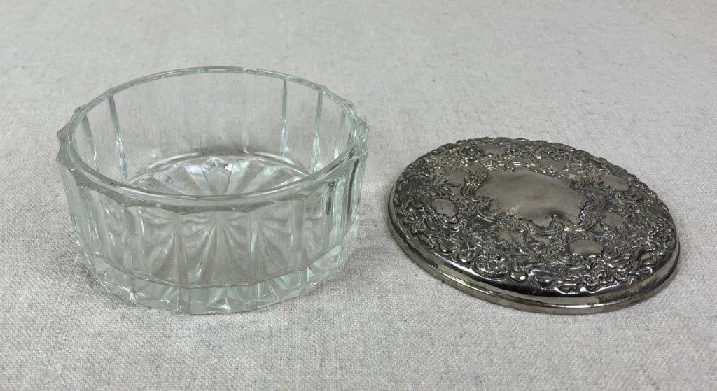Silverplate Vanity Powder Jar and Jewelry Box - 12