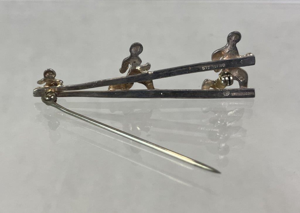 Theo Sable Sterling Silver Runner Design Brooch - 3