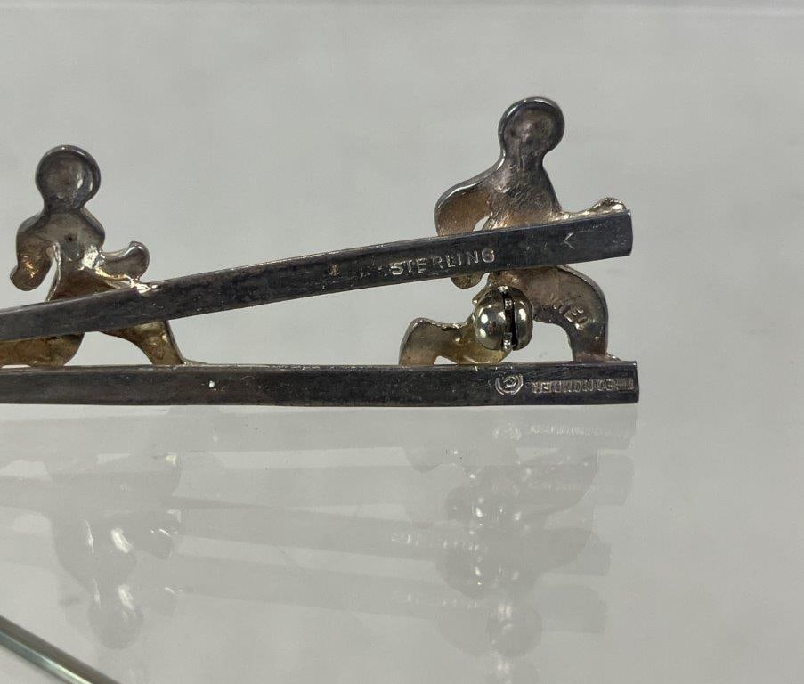 Theo Sable Sterling Silver Runner Design Brooch - 4