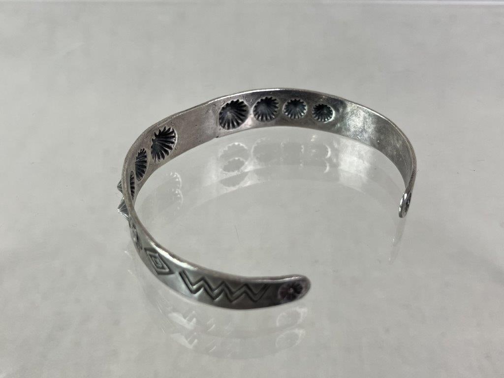 Native American Sterling Silver and Turquoise Cuff Bracelet - 3