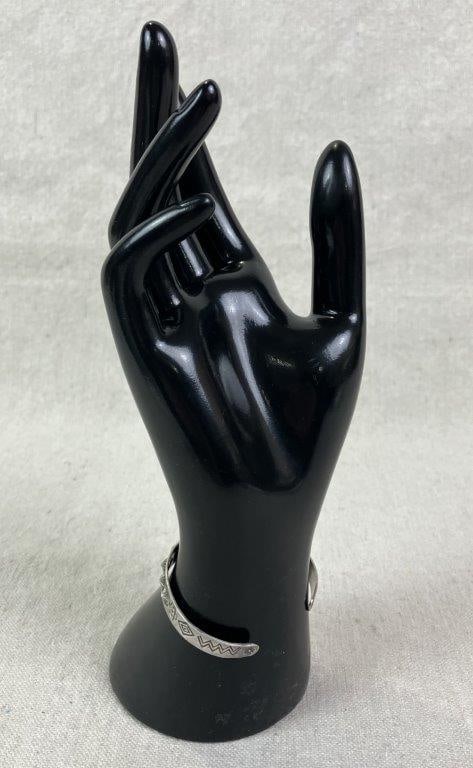 Native American Sterling Silver and Turquoise Cuff Bracelet - 5