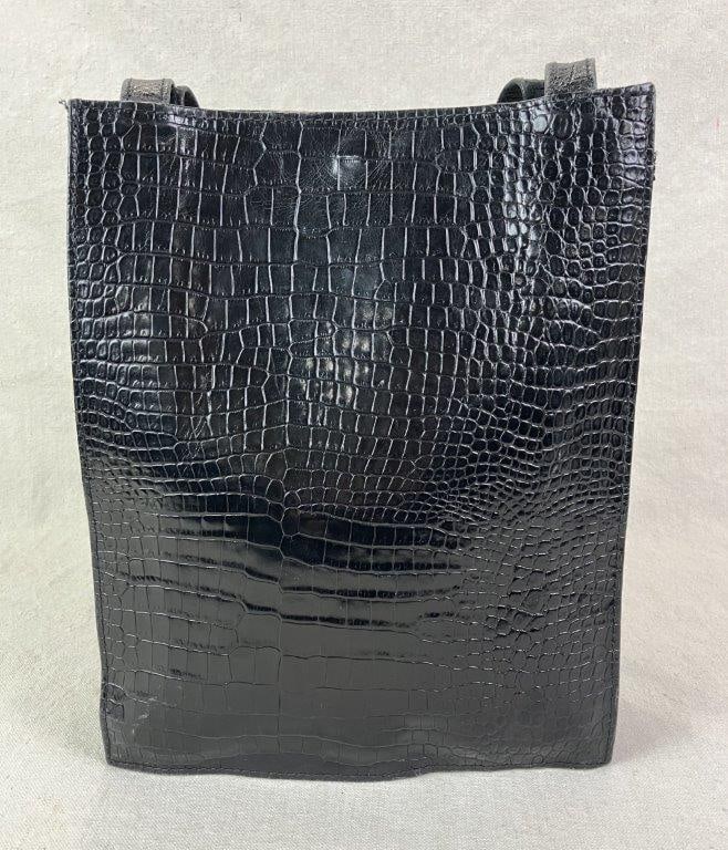 Spiegel “Blushe” Black Crocodile Leather Tote Bag (1 of 11)