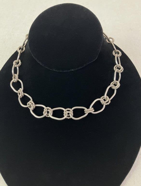 Sterling Silver Circle and Rope Necklace - 2