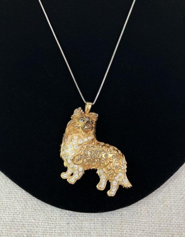 Vintage Sterling Silver and Gold Vermeil Dog Pendant - 2