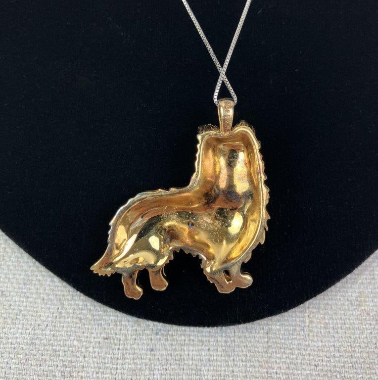 Vintage Sterling Silver and Gold Vermeil Dog Pendant - 3