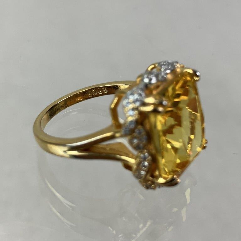 Sterling Silver and Citrine Cocktail Ring - 4