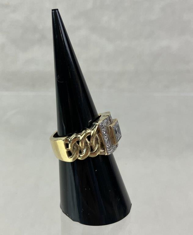 Sterling Silver Gold Finish Geometric Statement Ring - 3